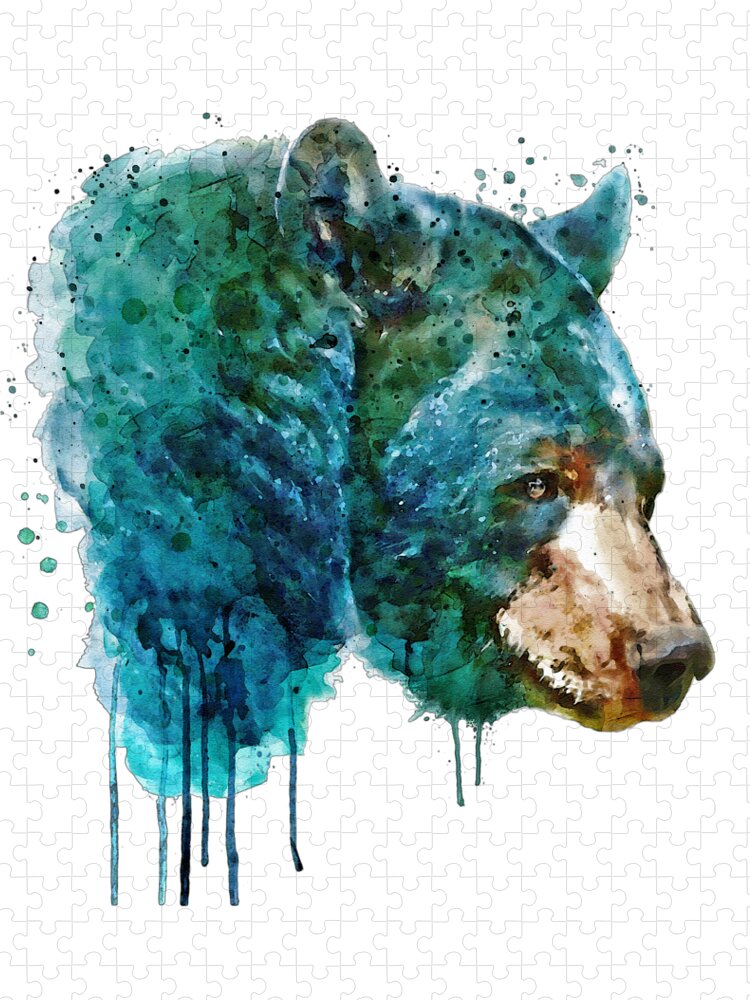 Marian Voicu Jigsaw Puzzle featuring the painting Bear Head by Marian Voicu