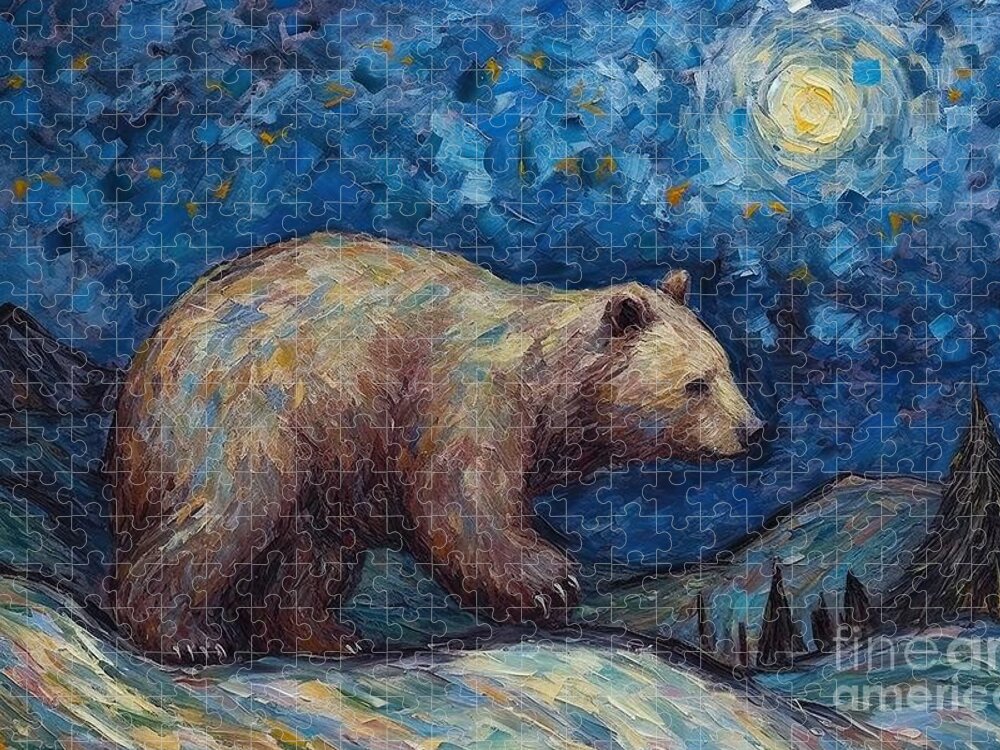Drawing Jigsaw Puzzle featuring the painting Bear Painting by N Akkash