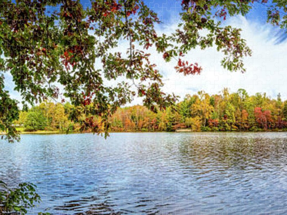 Carolina Jigsaw Puzzle featuring the photograph Beautiful Autumn Lake at Indian Boundary by Debra and Dave Vanderlaan