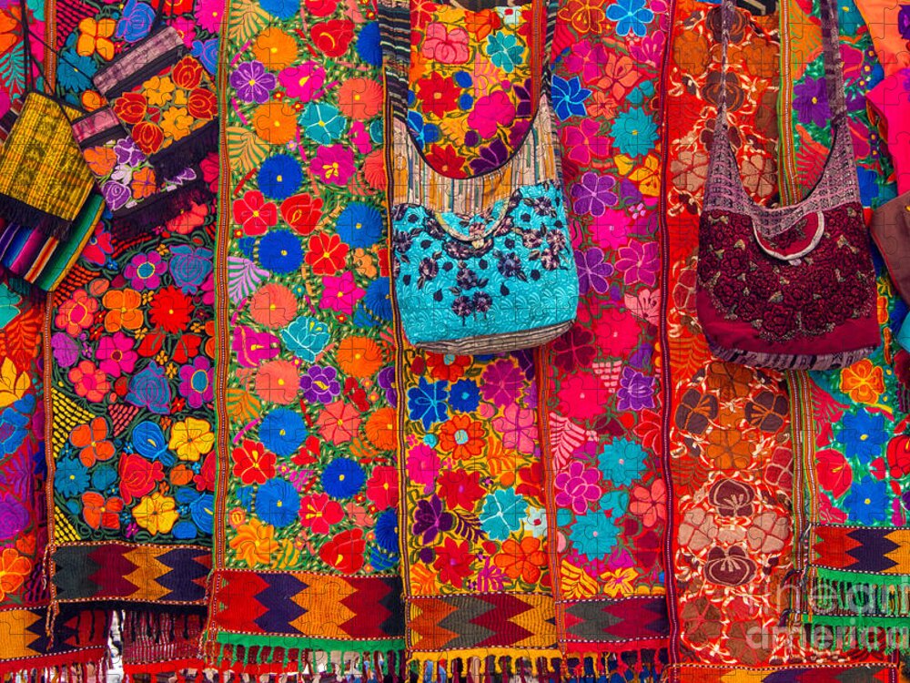 Color Jigsaw Puzzle featuring the photograph Beautiful Flowers at the Otavalo Market in Ecuador by L Bosco