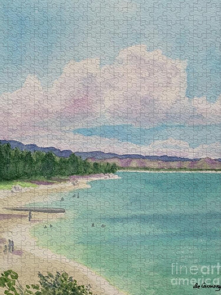 Kailua Jigsaw Puzzle featuring the painting Beautiful Kailua Beach by Sue Carmony