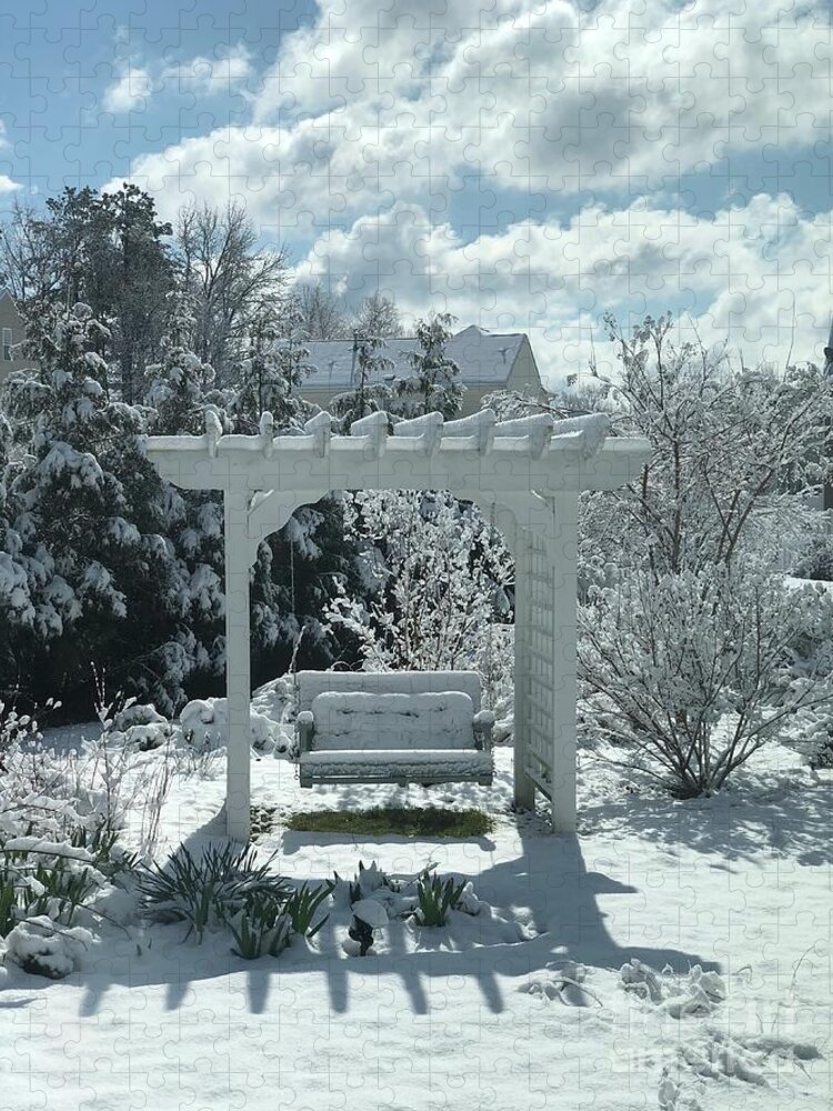 Clayton Jigsaw Puzzle featuring the photograph Snowy Prelude to 2020 in Clayton, North Carolina by Catherine Ludwig Donleycott