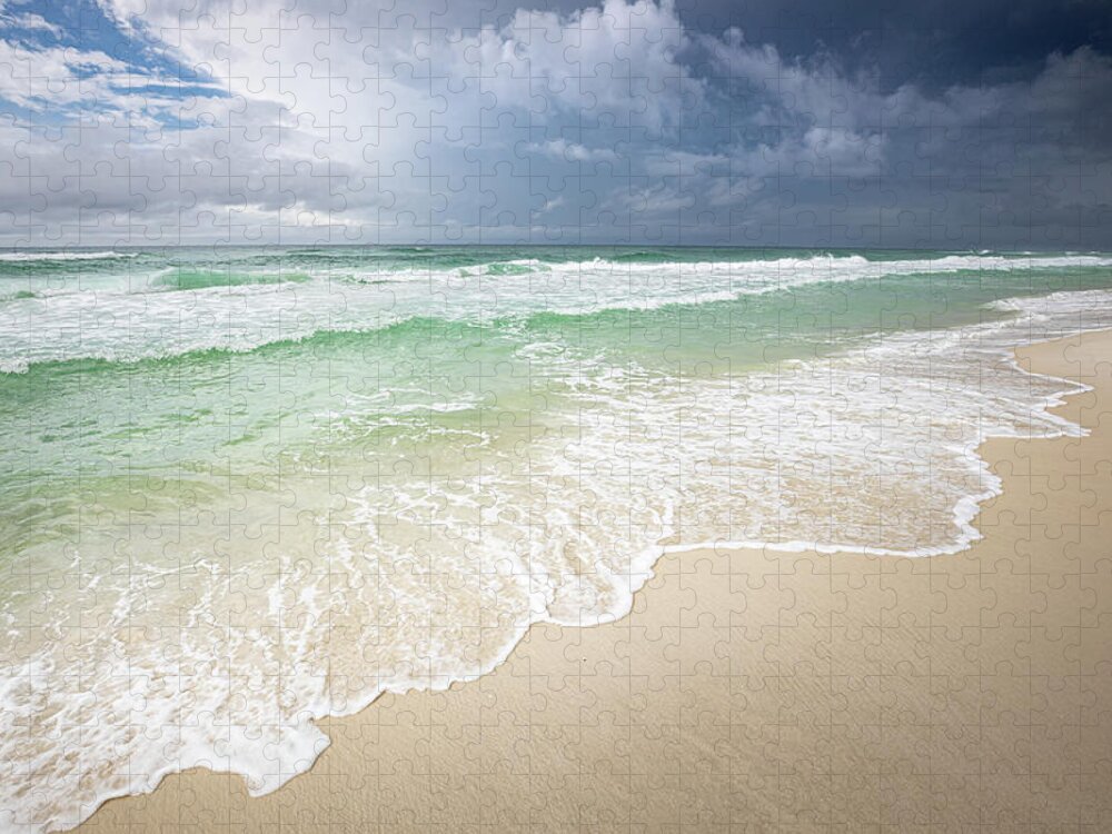 Beach Jigsaw Puzzle featuring the photograph Beautiful Waves as the storm approaches In Gulf Islands National Seashore by Jordan Hill