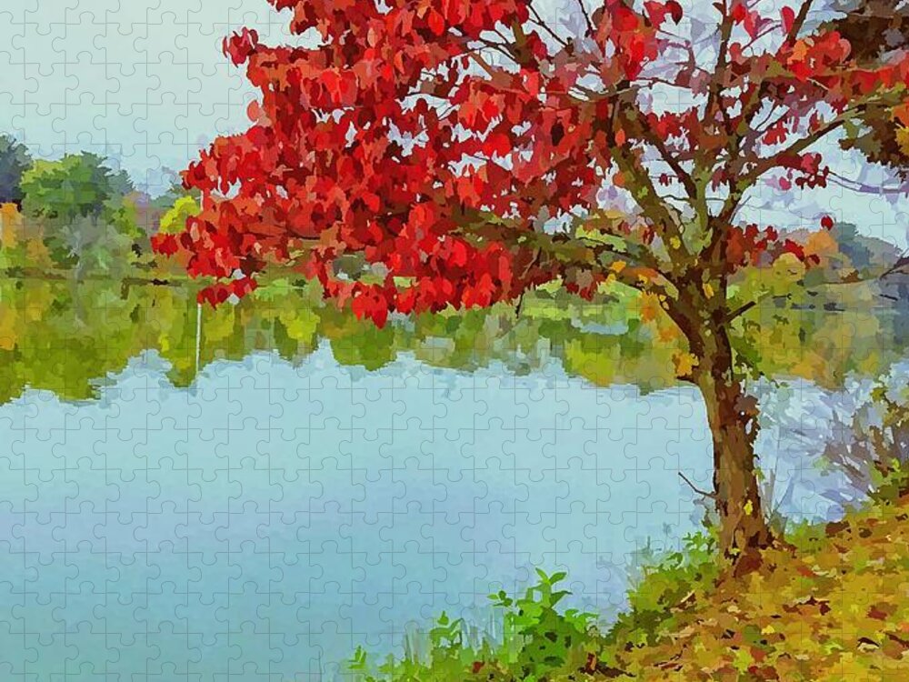 Water Jigsaw Puzzle featuring the photograph Beaver Lake Autumn Dreams by Allen Nice-Webb