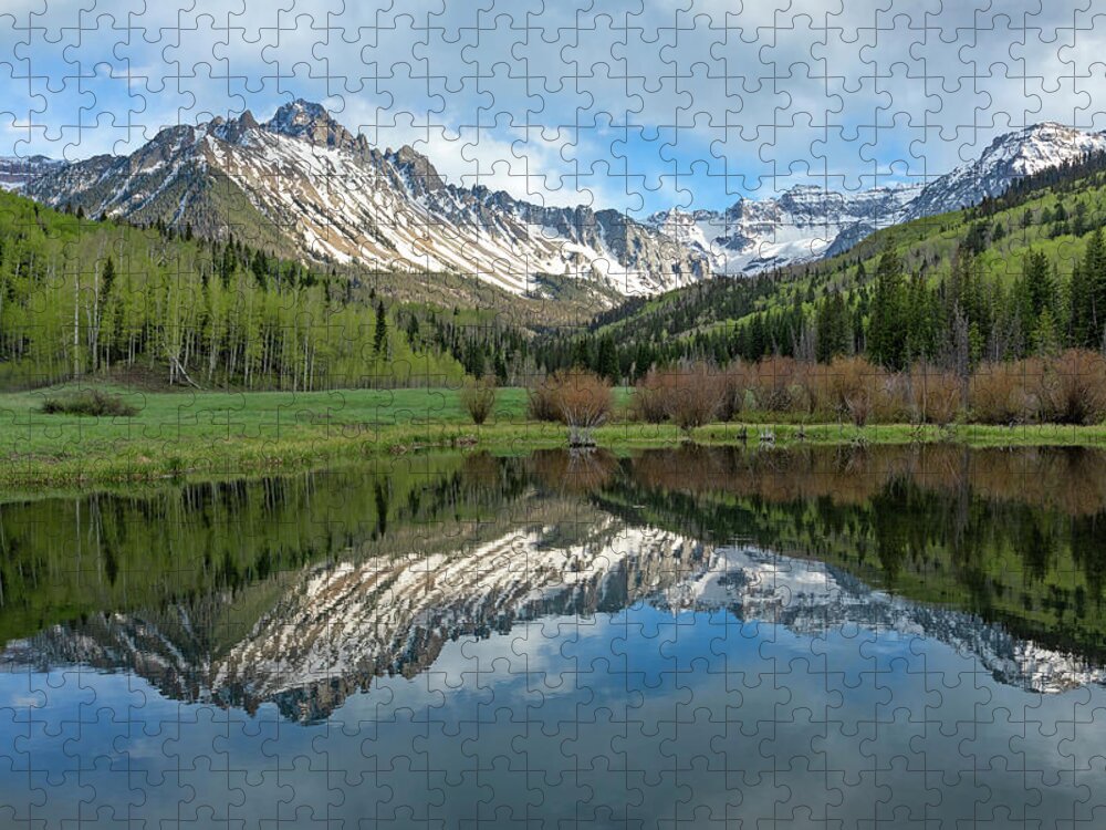 Mount Sneffels Jigsaw Puzzle featuring the photograph Beaver Pond Reflection by Denise Bush