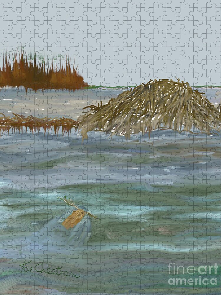 Nature Jigsaw Puzzle featuring the digital art Beaver Prepares for Winter by Kae Cheatham
