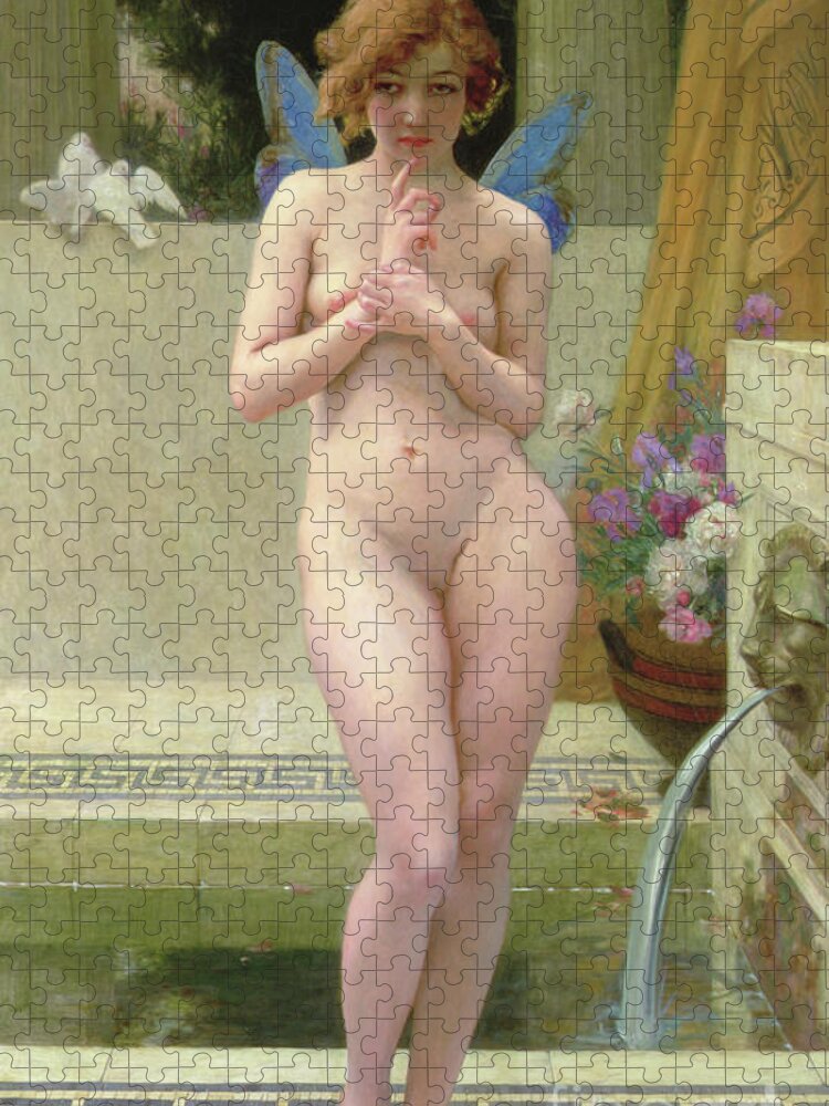 Fairy Jigsaw Puzzle featuring the painting Before the Fountain by Guillaume Seignac