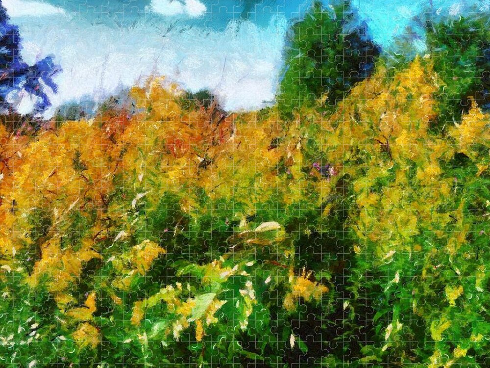 Autumn Jigsaw Puzzle featuring the mixed media Beginning of Autumn by Christopher Reed