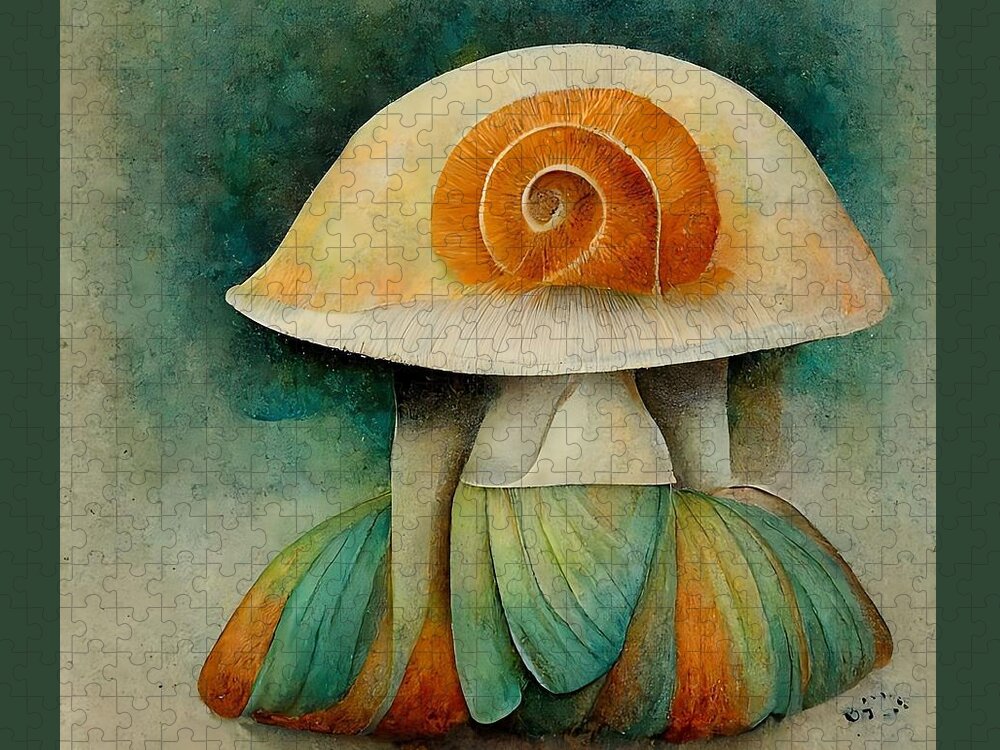 Mushroom Jigsaw Puzzle featuring the digital art Bell Bottomed Shroom by Vicki Noble