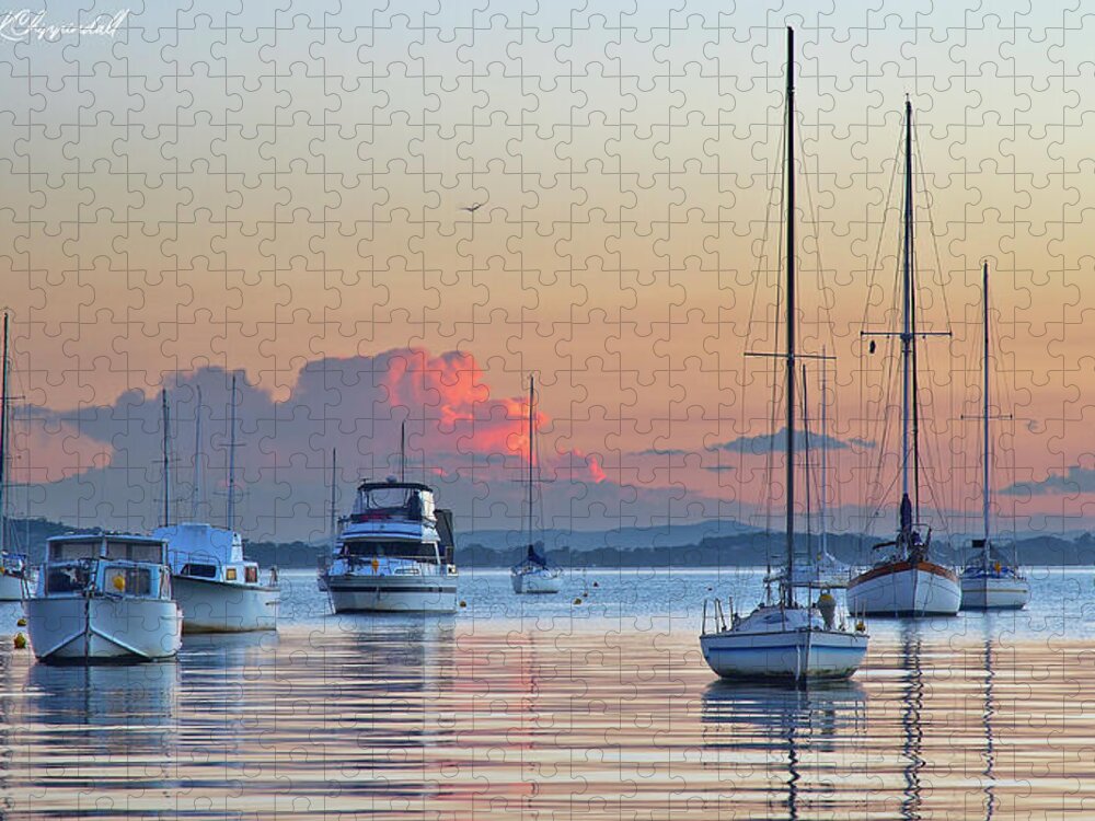 Belmont Sunset Jigsaw Puzzle featuring the digital art Belmont Sunset 992 by Kevin Chippindall