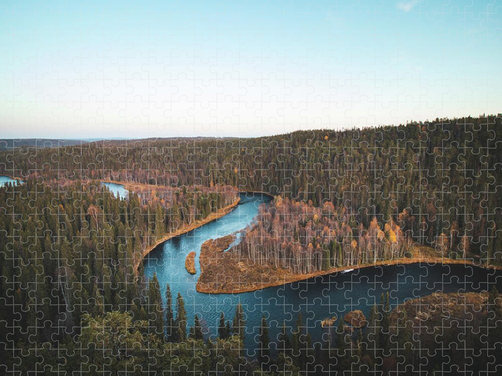 Kuusamo Jigsaw Puzzle featuring the photograph Bend in the Kitkajoki River in Oulanka National Park by Vaclav Sonnek