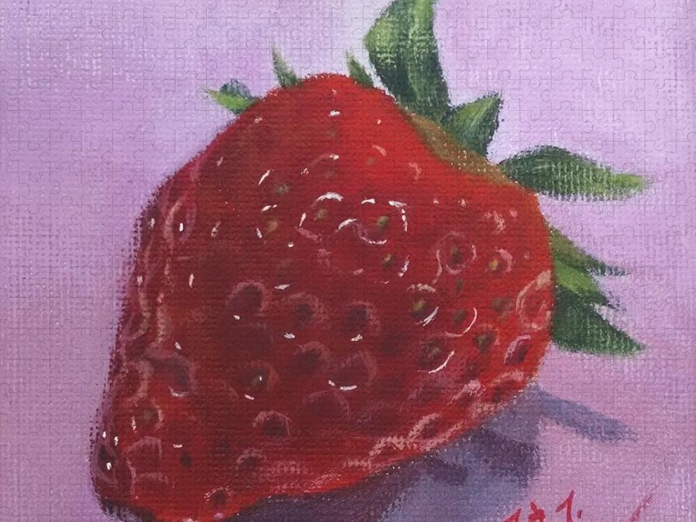 Strawberry Jigsaw Puzzle featuring the painting Berry Ripe 2 by Helian Cornwell