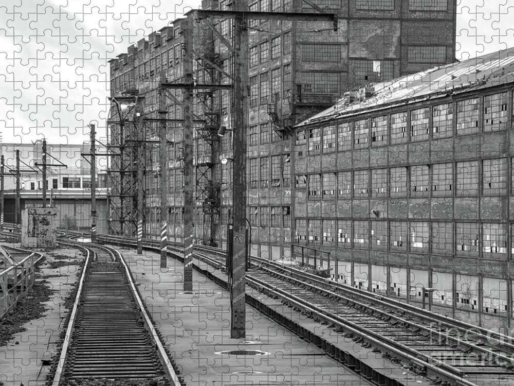 Bethlehem Jigsaw Puzzle featuring the photograph Bethlehem Steel - Buildings - Black and White by Sturgeon Photography