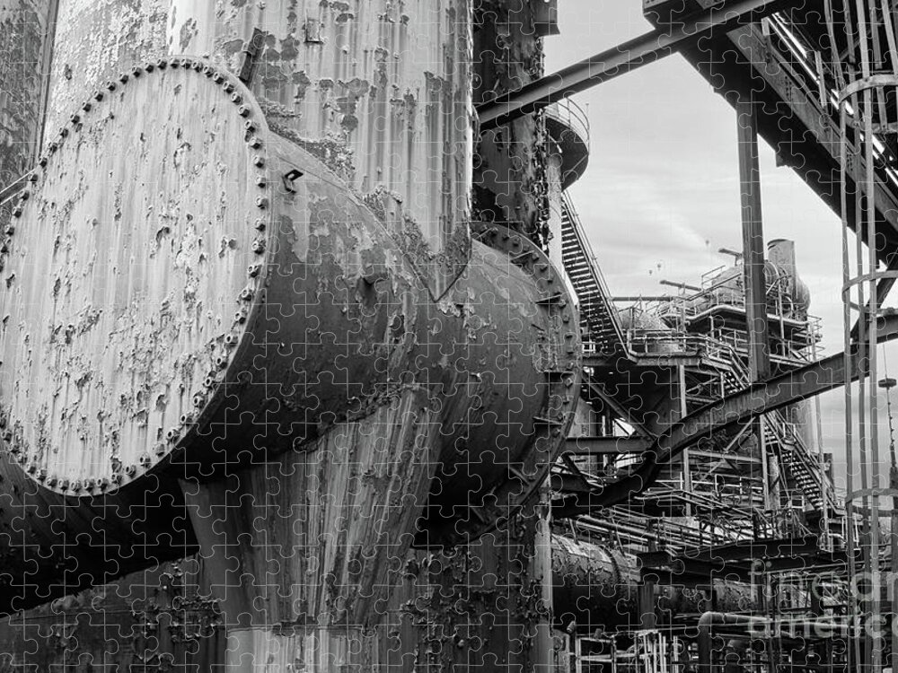 Bethlehem Jigsaw Puzzle featuring the photograph Bethlehem Steel Industrial Print - black and white by Sturgeon Photography
