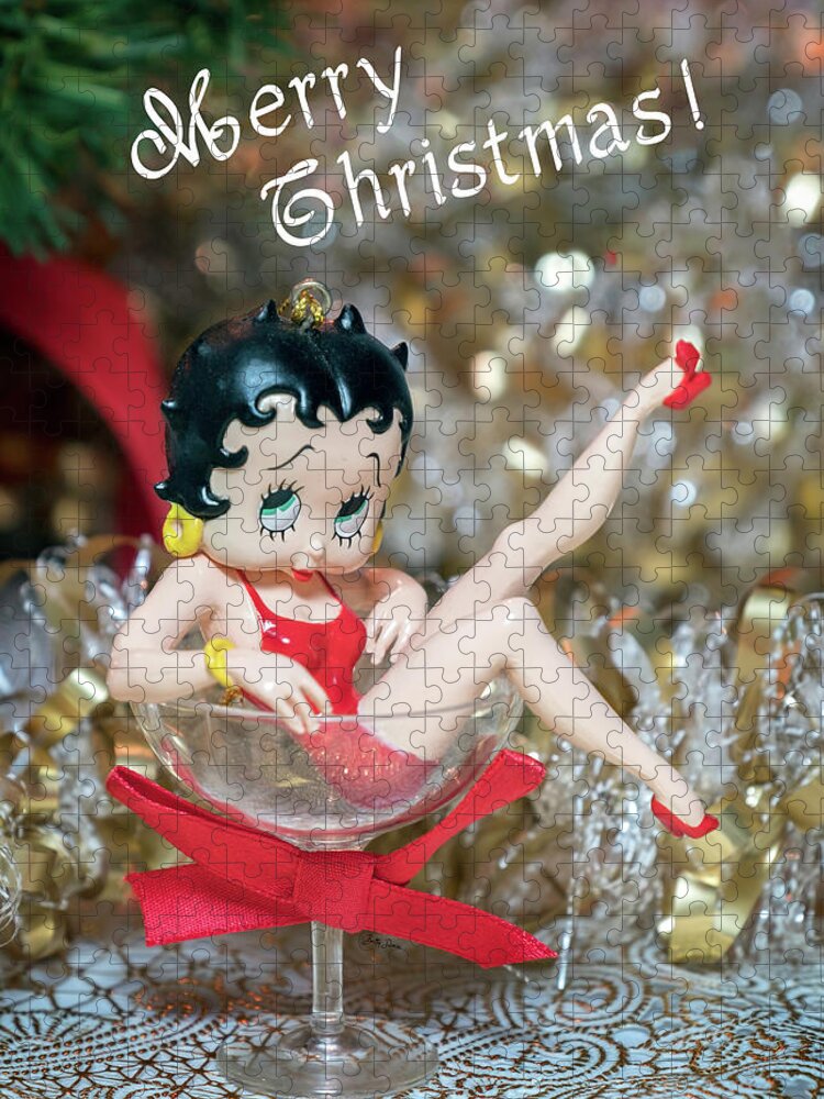 Merry Christmas Jigsaw Puzzle featuring the photograph Betty Boop Merry Christmas Card by Betty Denise