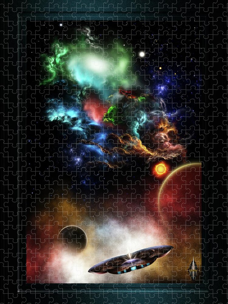 Space Jigsaw Puzzle featuring the digital art Beyond Space and Time Fractal Art II Fantasy Spacescape by Xzendor7