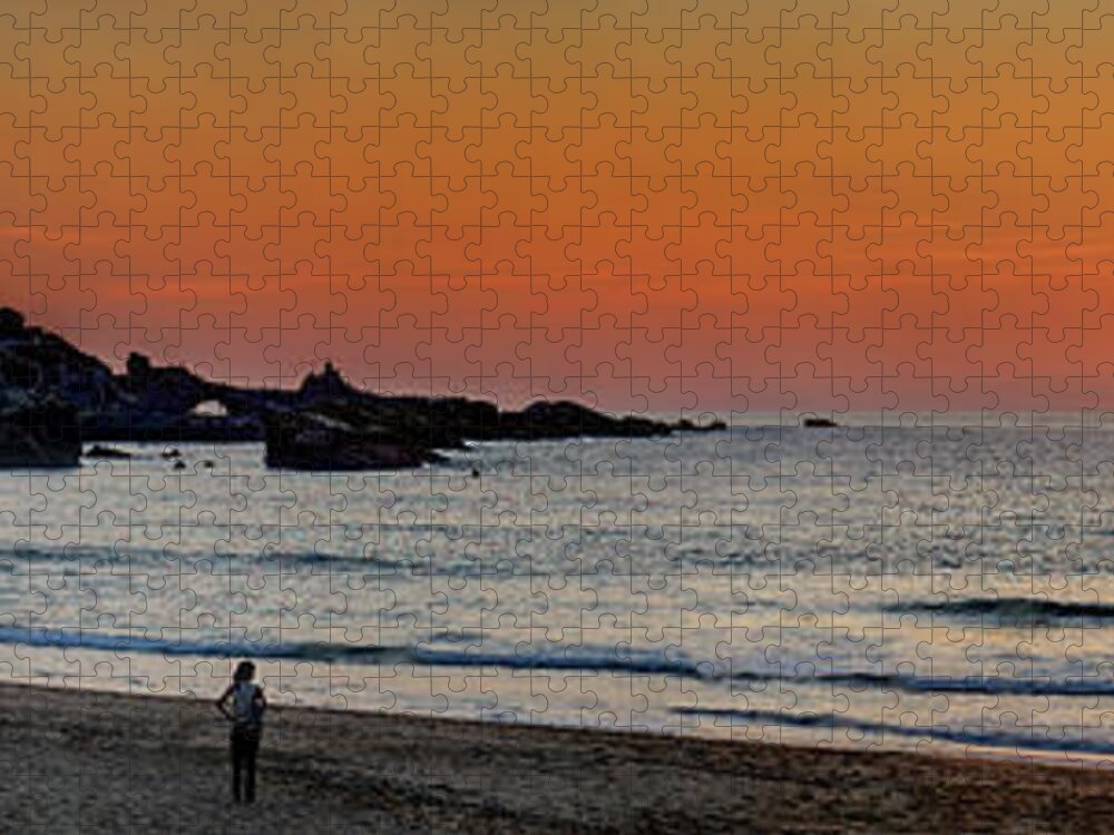 Biarritz Sunset Jigsaw Puzzle featuring the photograph Biarritz Sunset 03 by Weston Westmoreland