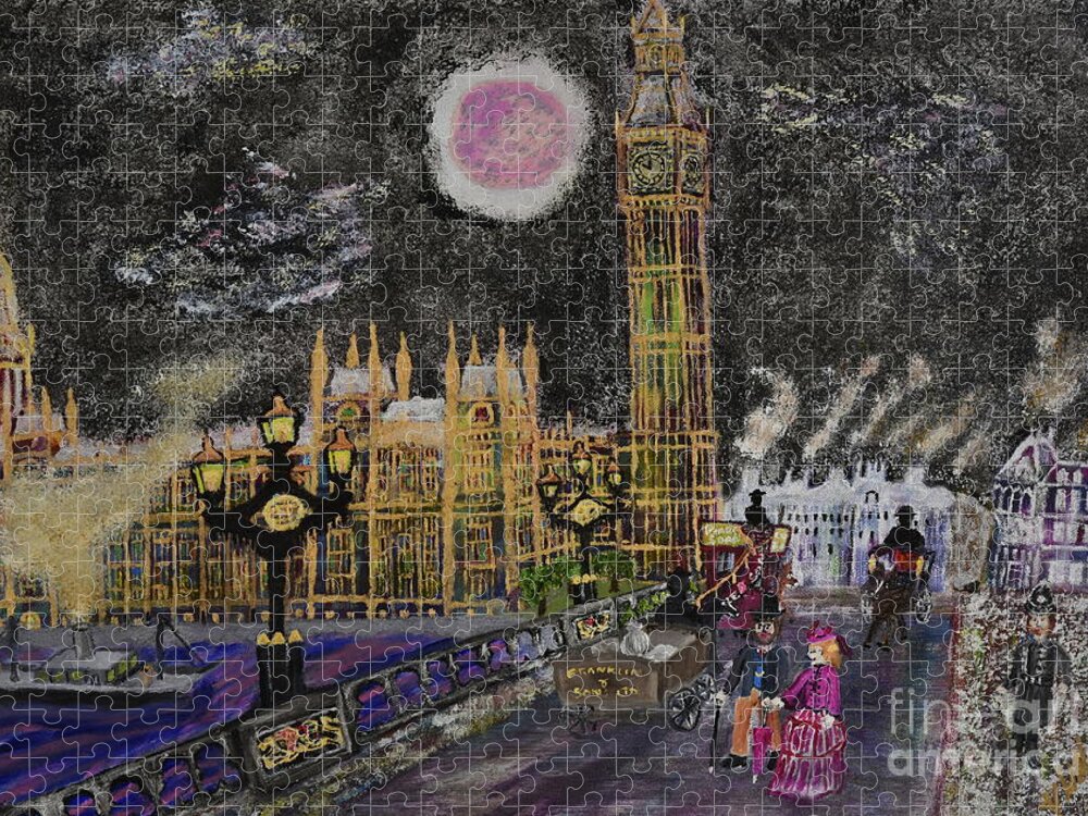 Big Ben Jigsaw Puzzle featuring the painting Big Ben 1885 by David Westwood