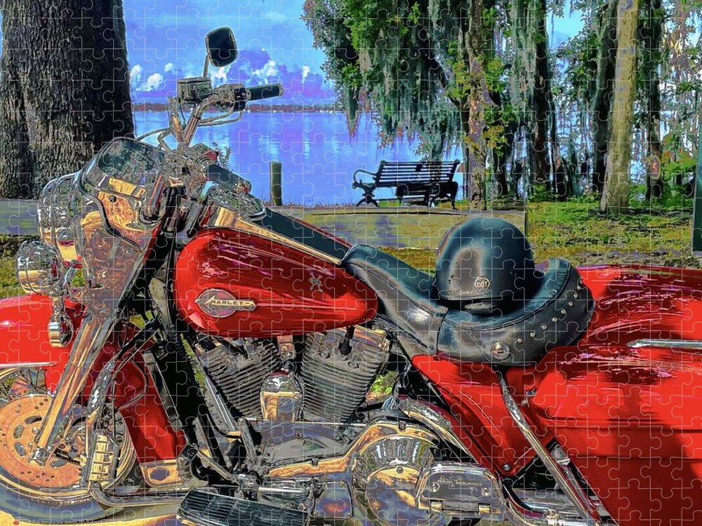 Harley Davidson Jigsaw Puzzle featuring the photograph Big Red by John Anderson