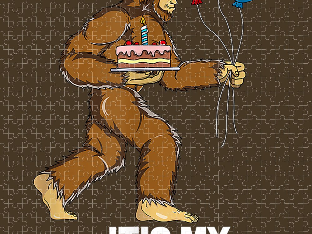 Bigfoot Birthday Cake Balloonsasquatch Yeti Jigsaw Puzzle by Theo Chanel -  Fine Art America