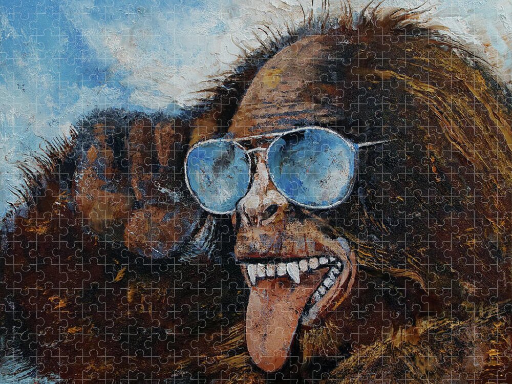 Art Jigsaw Puzzle featuring the painting Bigfoot by Michael Creese
