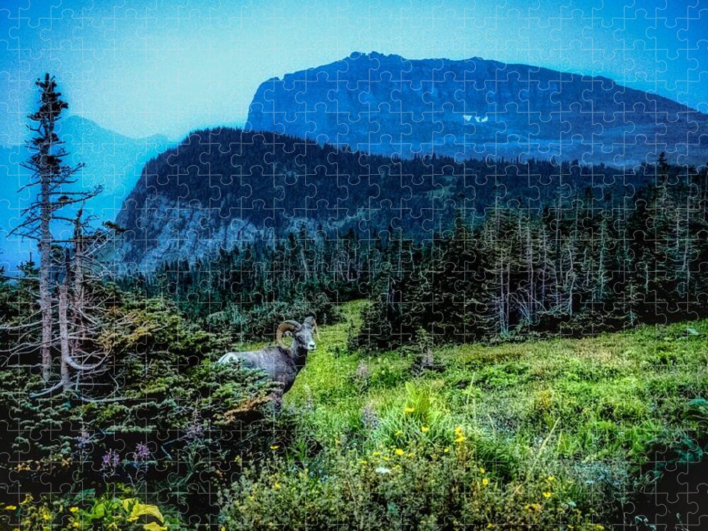 Bighorn Jigsaw Puzzle featuring the photograph Bighorn Sheep by Glacier National Park