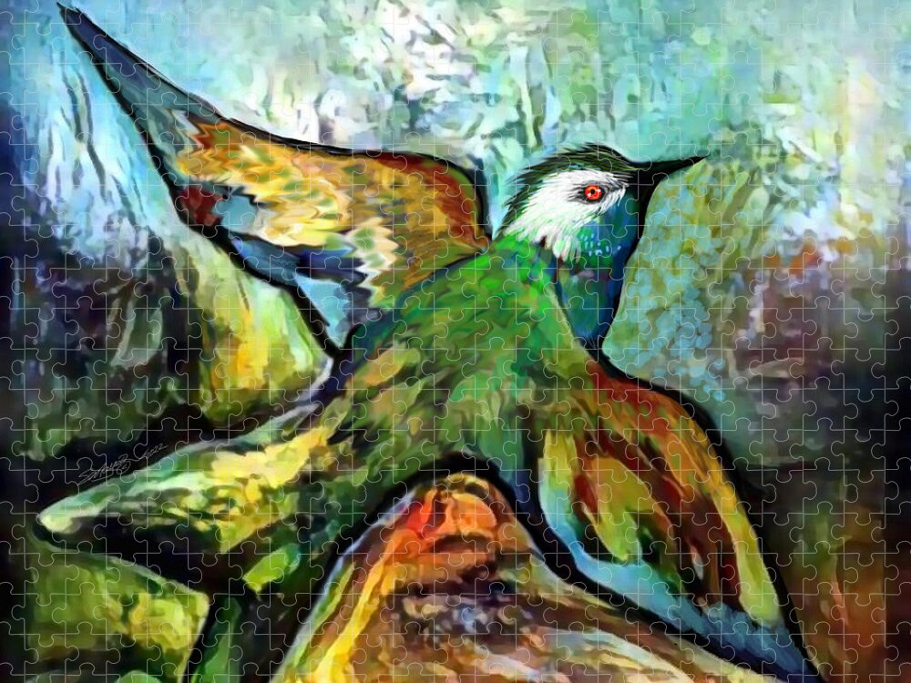 American Art Jigsaw Puzzle featuring the digital art Bird Flying Solo 010 by Stacey Mayer