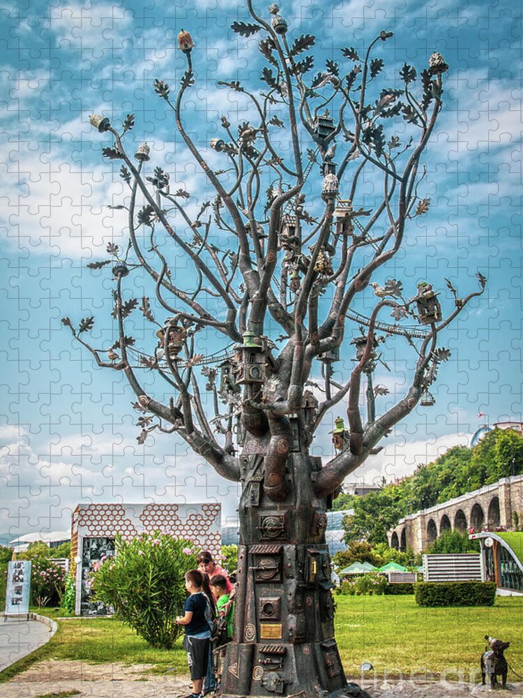 Rike Park Jigsaw Puzzle featuring the photograph Bird House Tree in Tbilisi Georgia by Susan Vineyard