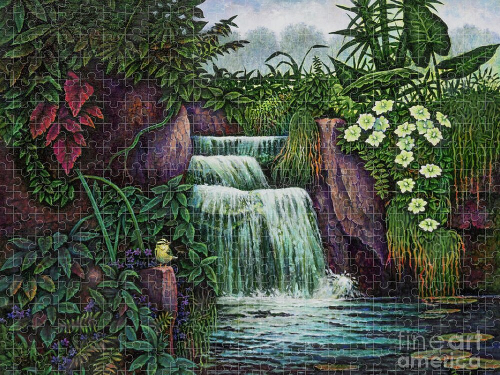 Finch Jigsaw Puzzle featuring the painting Bird in Paradise 3 by Michael Frank