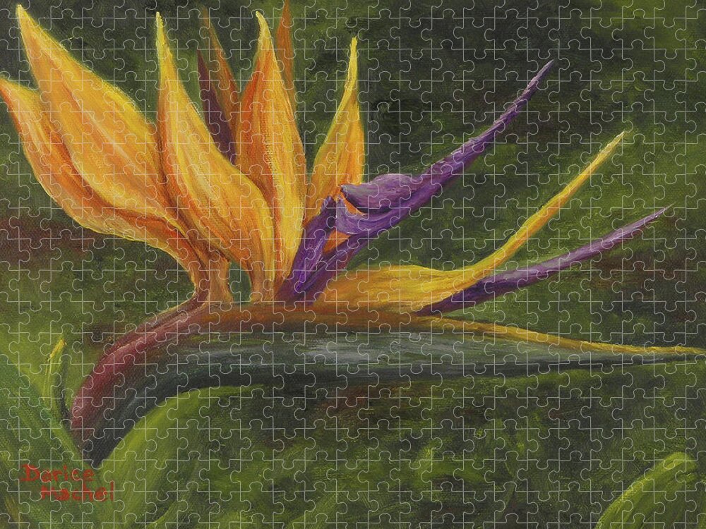 Hawaiian Flower Jigsaw Puzzle featuring the painting Bird Of Paridise 2 by Darice Machel McGuire