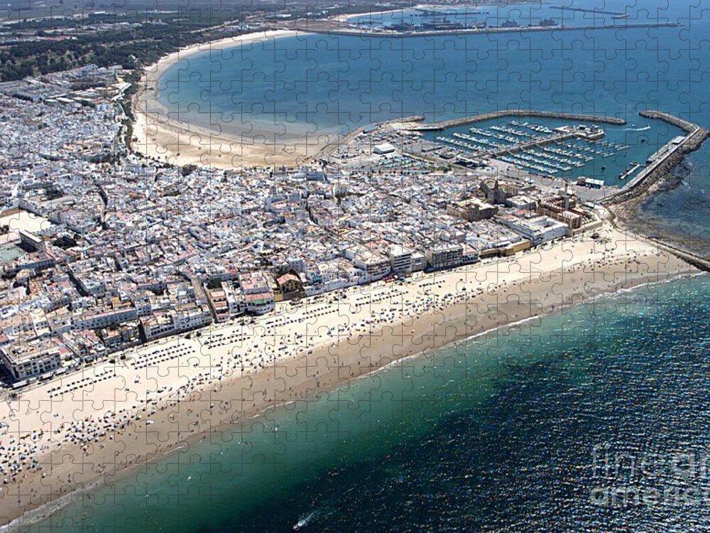 Bahia De Cádiz Jigsaw Puzzle featuring the photograph Bird's Eye View of Rota Spain by Tony Lee