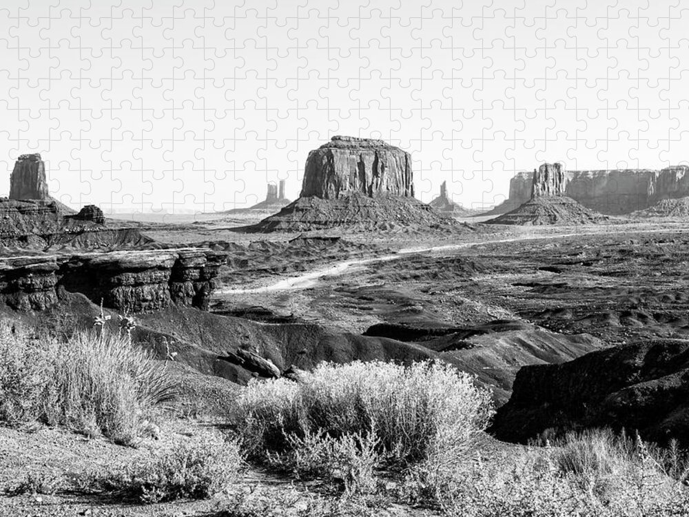 Arizona Jigsaw Puzzle featuring the photograph Black Arizona Series - Amazing Monument Valley II by Philippe HUGONNARD