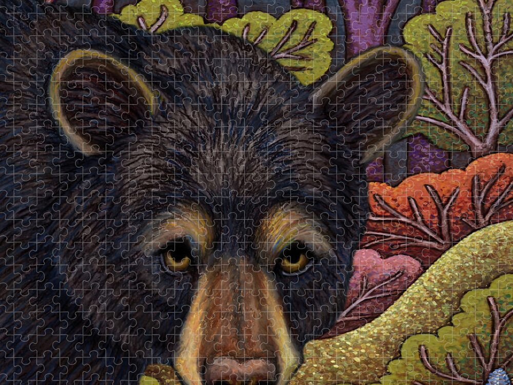 Black Bear Jigsaw Puzzle featuring the painting Black Bear Journey by Amy E Fraser