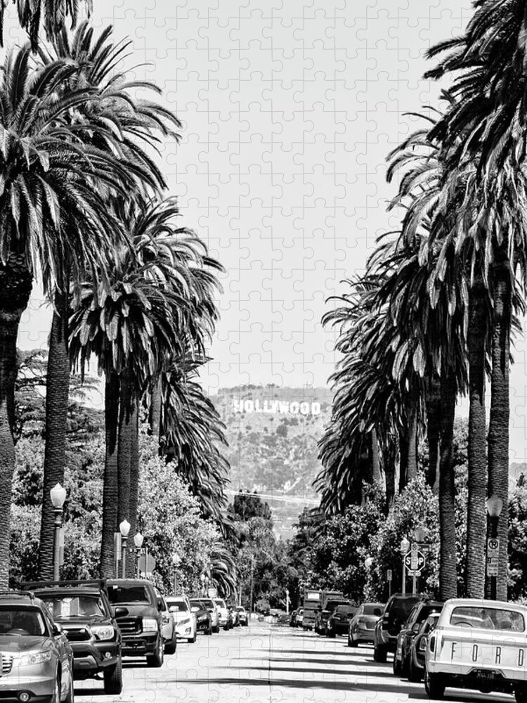 Palm Trees Jigsaw Puzzle featuring the photograph Black California Series - Downtown Los Angeles by Philippe HUGONNARD