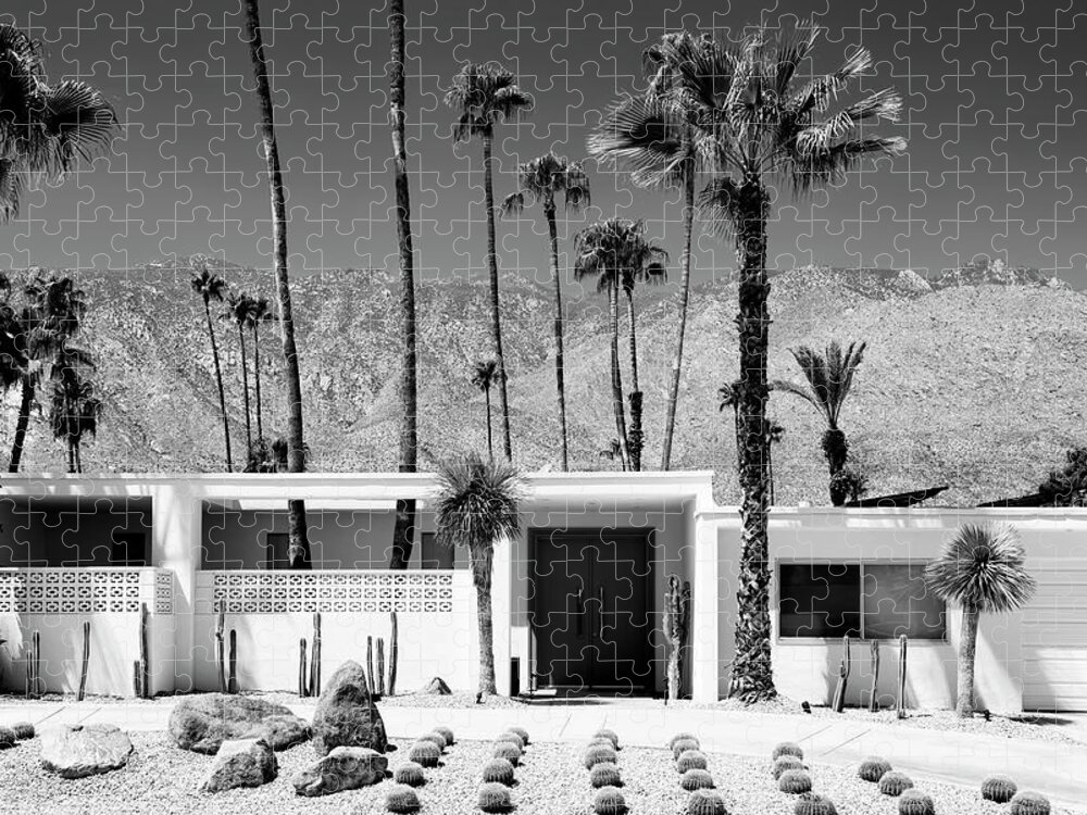 Architecture Jigsaw Puzzle featuring the photograph Black California Series - White House Palm Springs by Philippe HUGONNARD