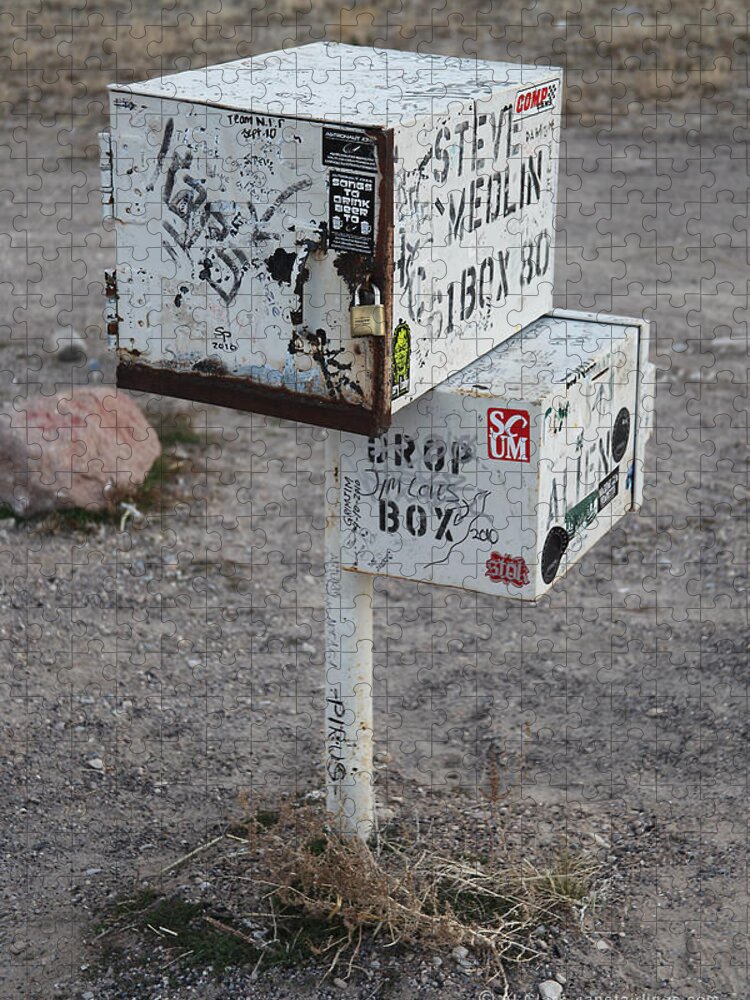 Area-51 Jigsaw Puzzle featuring the photograph Black Mailbox Extraterrestrial Highway by Custom Aviation Art