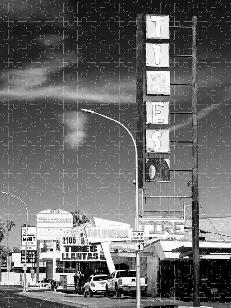 Nevada Jigsaw Puzzle featuring the photograph Black Nevada Series - Las Vegas Tire by Philippe HUGONNARD