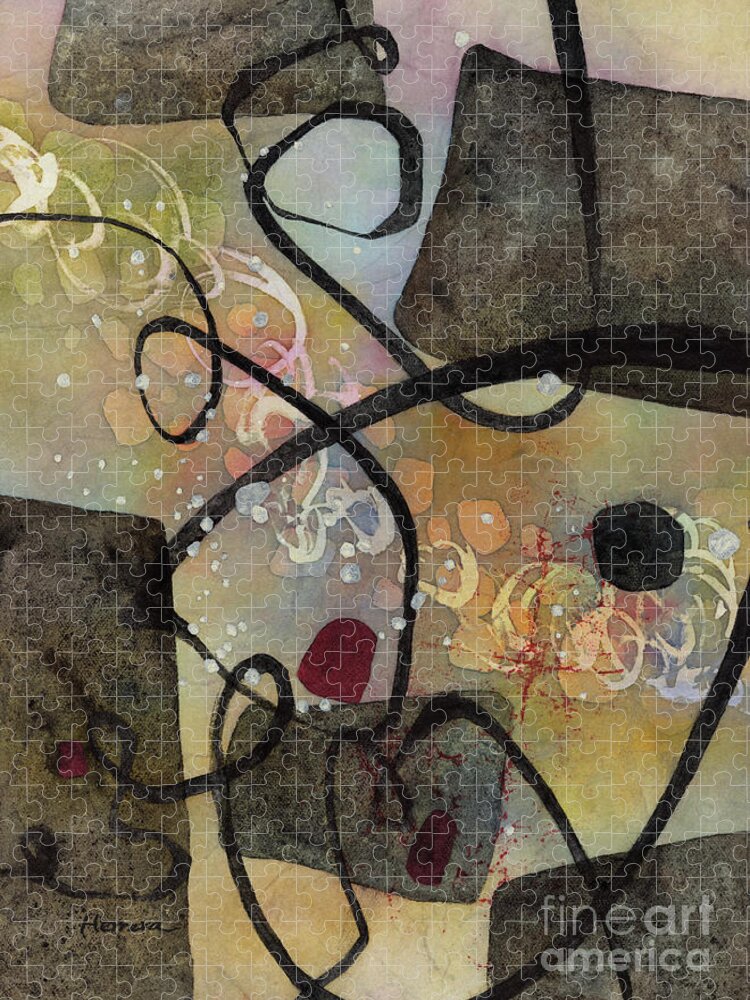 Abstract Jigsaw Puzzle featuring the painting Black Passage 1 by Hailey E Herrera