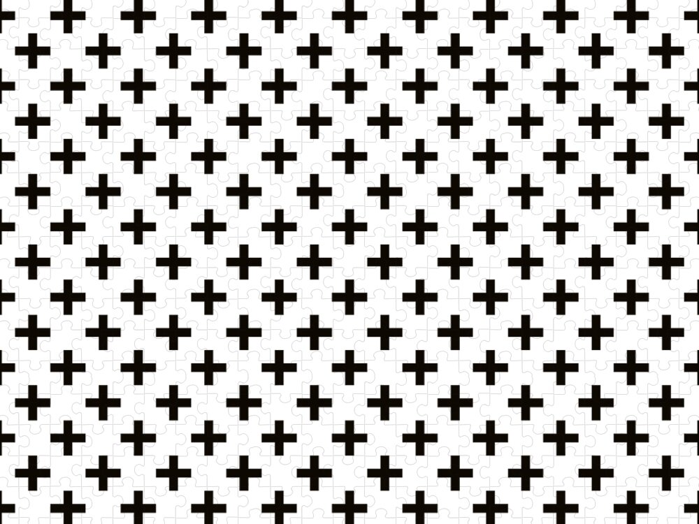Swiss Cross Jigsaw Puzzle featuring the digital art Black Swiss Cross Pattern by Eclectic at Heart