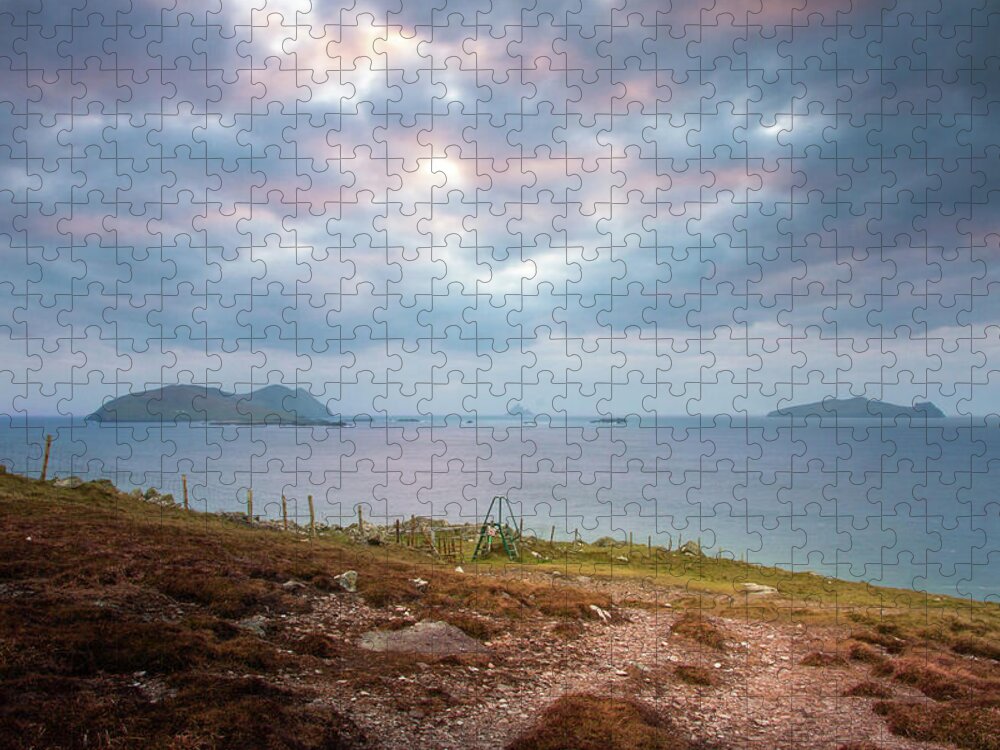 Coast Jigsaw Puzzle featuring the photograph Blaskets in the Glow by Mark Callanan
