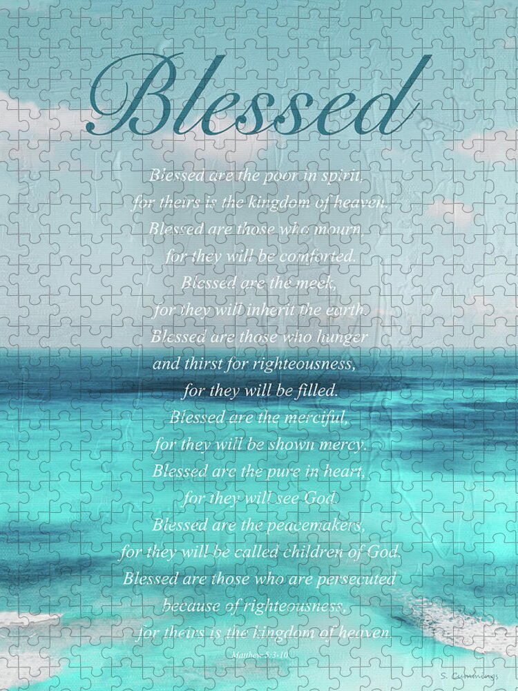 Blessed Jigsaw Puzzle featuring the painting Blessed Art The Beatitudes by Sharon Cummings