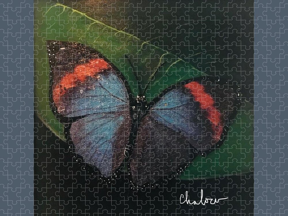 Butterfly Jigsaw Puzzle featuring the painting Blessed Butterfly by Charles Young
