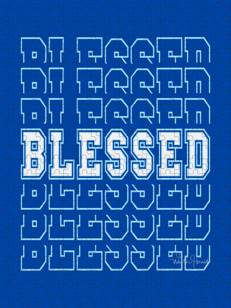 Blessed Jigsaw Puzzle featuring the digital art Blessed Word Art by Walter Herrit