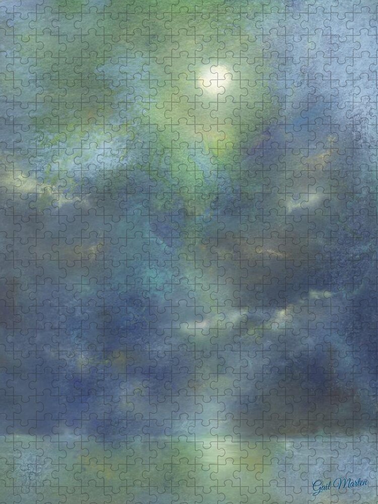 Skyscape Jigsaw Puzzle featuring the pastel Blu Verde by Gail Marten