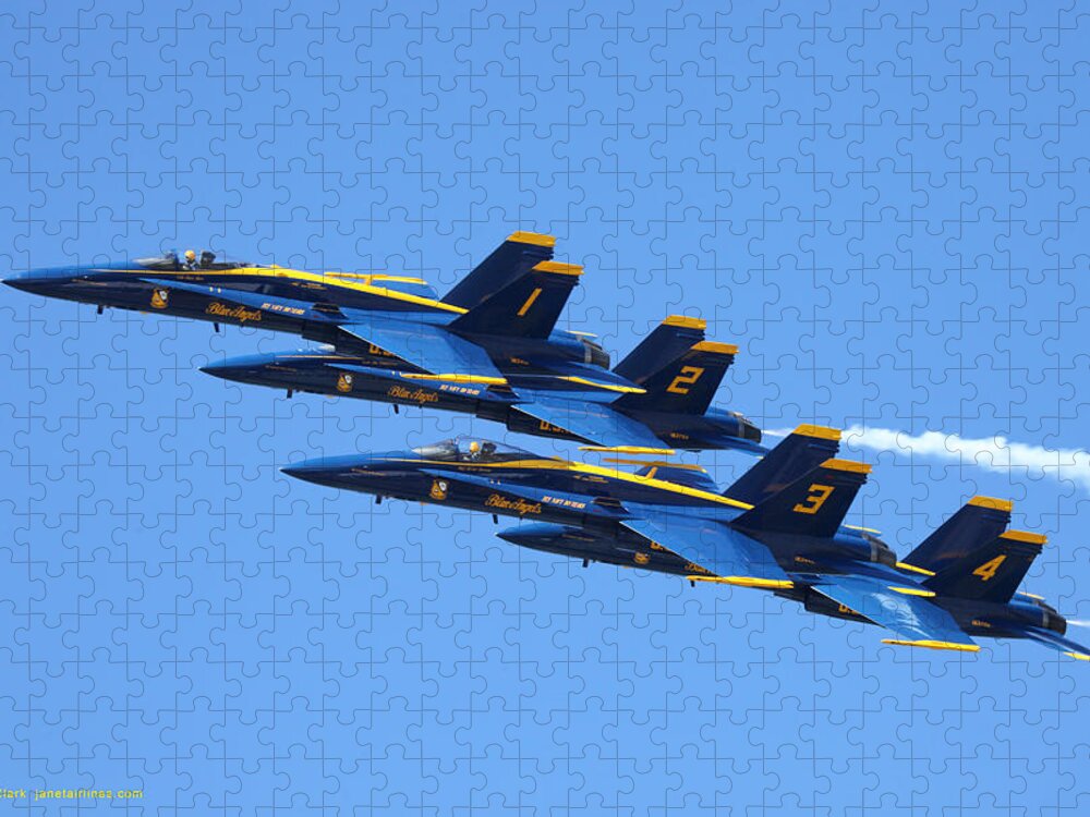 Blue Angels Jigsaw Puzzle featuring the photograph Blue Angels Diamond by Custom Aviation Art