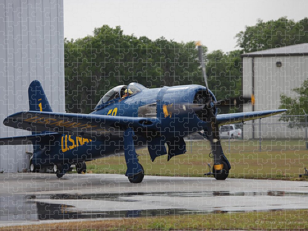 Blue Angels Jigsaw Puzzle featuring the photograph Blue Angels F8F Bearcat by Custom Aviation Art