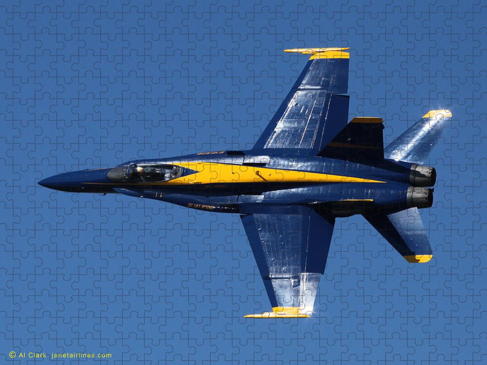 Blue Angels Jigsaw Puzzle featuring the photograph Blue Angels Solo Knife-edge by Custom Aviation Art