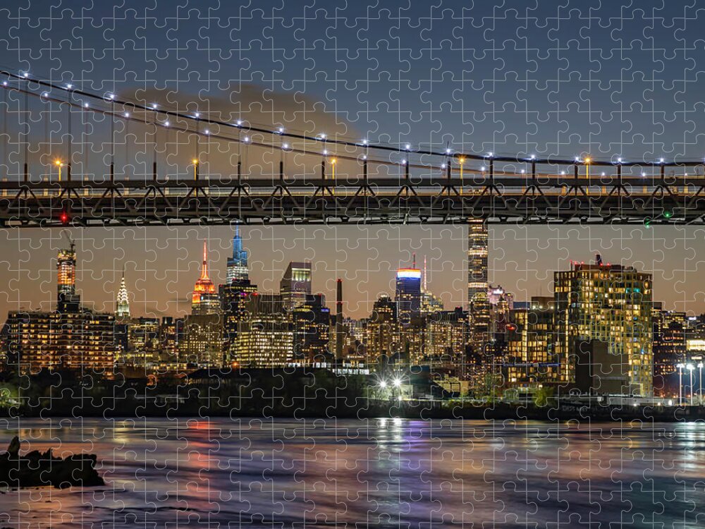 Triboro Bridge Jigsaw Puzzle featuring the photograph Blue Dusk by Cate Franklyn