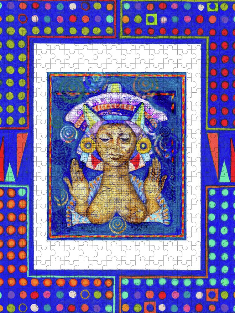 Goddess Jigsaw Puzzle featuring the digital art Blue Goddess by Lorena Cassady