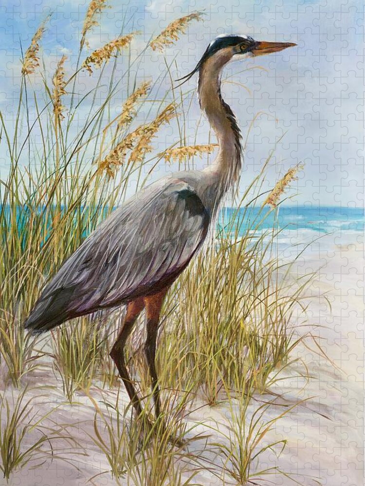 Blue Heron Jigsaw Puzzle featuring the painting Blue Heron II by Laurie Snow Hein